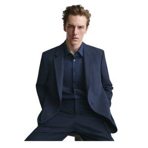 EUC Zara Navy Men's Wool Blend Single Button Blazer